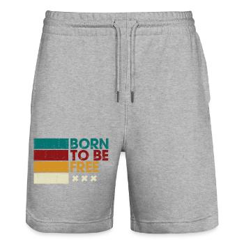 Born to Be Free Gestreiftes Logo - Stanley/Stella Unisex Bio Joggingshorts Trainer  - Grau meliert - Vorne - Nik (191cm) & Marisol (170cm)