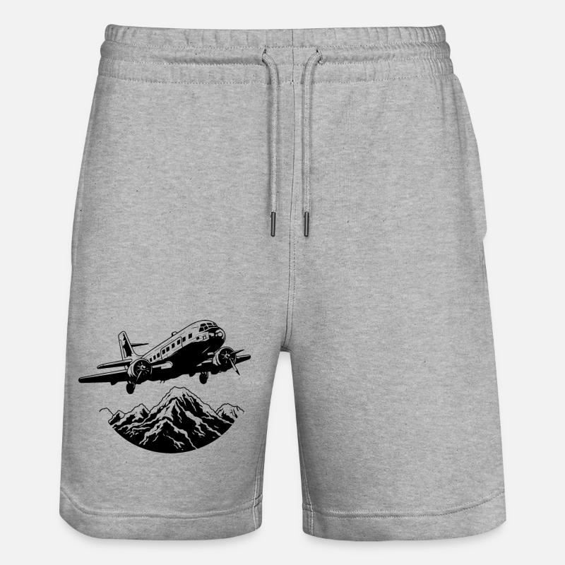 Graphisme d’avion - Short de jogging bio TRAINER Stanley/Stella unisexe - gris chiné