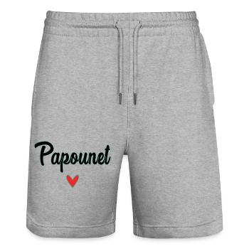 PAPOUNET. DAD. FATHER'S DAY. HAPPY FATHER'S DAY - Stanley/Stella Trainer Unisex Organic Jogging Shorts - heather grey - Front - Nik (191cm) & Marisol (170cm)