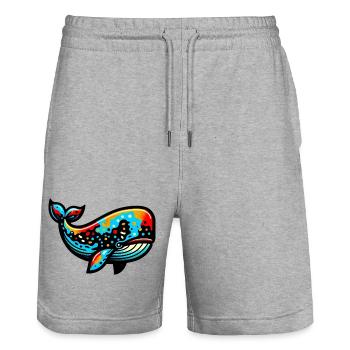 Whale - Stanley/Stella Trainer Unisex Organic Jogging Shorts - heather grey - Front - Nik (191cm) & Marisol (170cm)