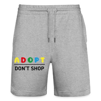 Couleurs Froh - Adoptez Don’t Shop - Short de jogging bio TRAINER Stanley/Stella unisexe - gris chiné - Devant - Nik (191cm) & Marisol (170cm)