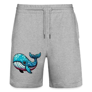 Wal - Stanley/Stella Unisex Bio Joggingshorts Trainer  - Grau meliert - Vorne - Nik (191cm) & Marisol (170cm)