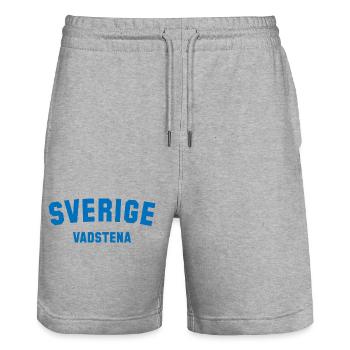 VADSTENA Sweden Schweden - Stanley/Stella Trainer Unisex Organic Jogging Shorts - heather grey - Front - Nik (191cm) & Marisol (170cm)