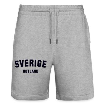 GOTLAND Sweden Schweden - Stanley/Stella Trainer Unisex Organic Jogging Shorts - heather grey - Front - Nik (191cm) & Marisol (170cm)