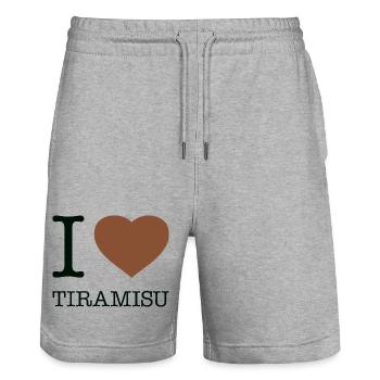 J’ADORE LE TIRAMISU - Short de jogging bio TRAINER Stanley/Stella unisexe - gris chiné - Devant - Nik (191cm) & Marisol (170cm)