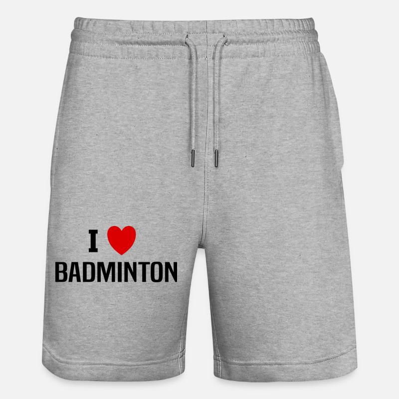 I love badminton - Short de jogging bio TRAINER Stanley/Stella unisexe - gris chiné