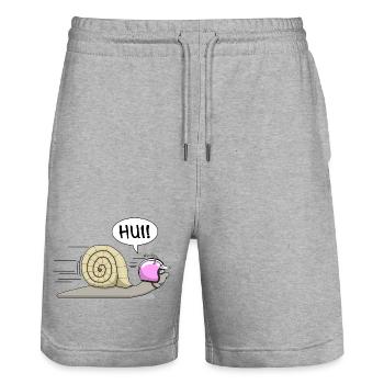Racing snail - now also in pink - Stanley/Stella Trainer Unisex Organic Jogging Shorts - heather grey - Front - Nik (191cm) & Marisol (170cm)
