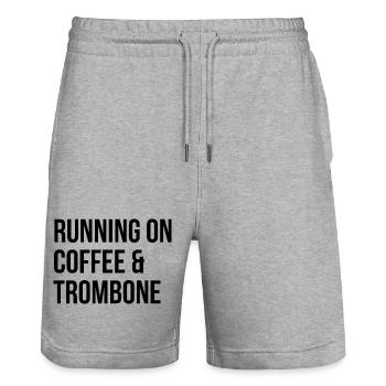 Trombone - Stanley/Stella Trainer Unisex Organic Jogging Shorts - heather grey - Front - Nik (191cm) & Marisol (170cm)