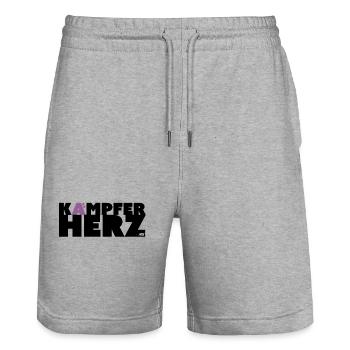 KH - Fighter's Heart Saying - Stanley/Stella Trainer Unisex Organic Jogging Shorts - heather grey - Front - Nik (191cm) & Marisol (170cm)
