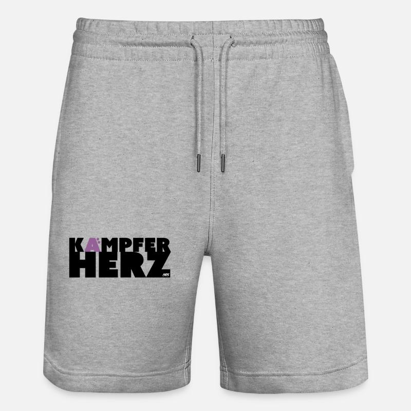 KH - Kämpferherz Spruch - Stanley/Stella Unisex Bio Joggingshorts Trainer  - Grau meliert