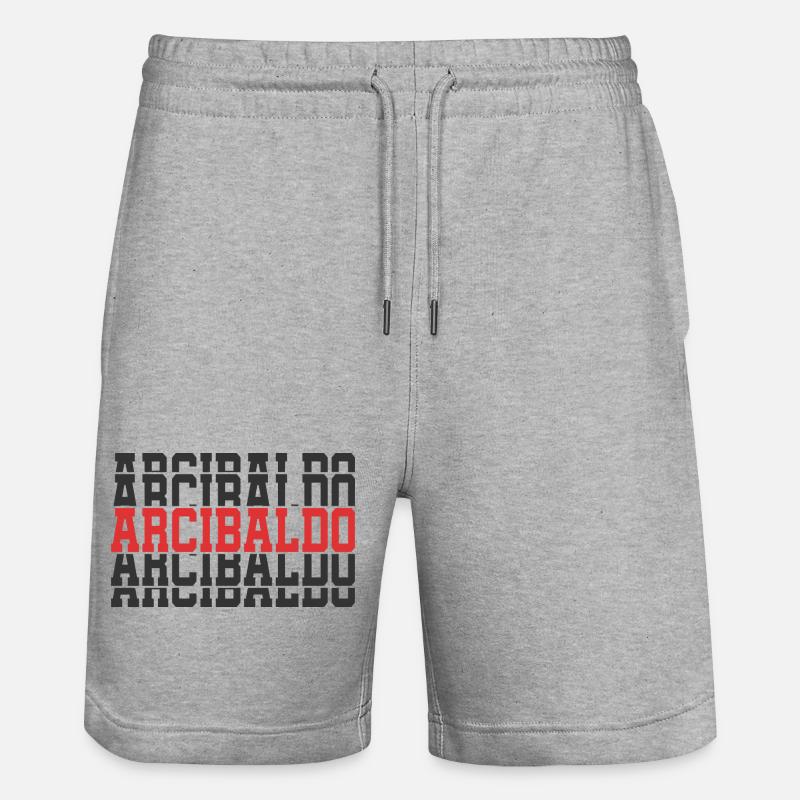 Cadeau t-shirt Arcibaldo texte empilé - Short de jogging bio TRAINER Stanley/Stella unisexe - gris chiné