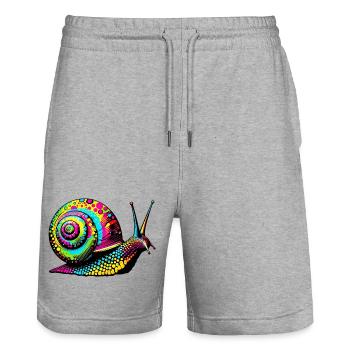 Escargot - Short de jogging bio TRAINER Stanley/Stella unisexe - gris chiné - Devant - Nik (191cm) & Marisol (170cm)
