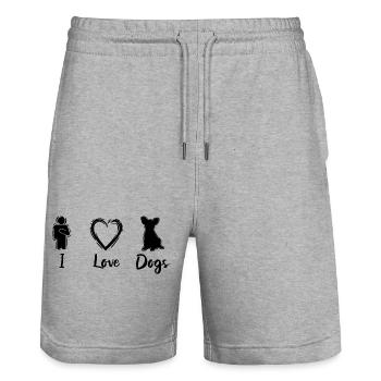 Hundeliebhaber - Stanley/Stella Unisex Bio Joggingshorts Trainer  - Grau meliert - Vorne - Nik (191cm) & Marisol (170cm)