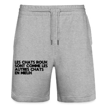 Chats Roux Sont Comme Les Autres Chats En Mieux - Short de jogging bio TRAINER Stanley/Stella unisexe - gris chiné - Devant - Nik (191cm) & Marisol (170cm)