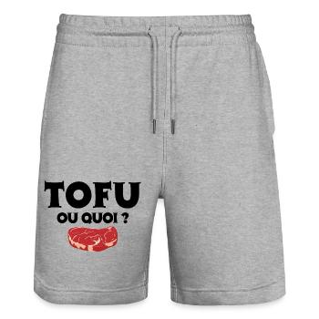 végétarien, végan, tofu - Short de jogging bio TRAINER Stanley/Stella unisexe - gris chiné - Devant - Nik (191cm) & Marisol (170cm)