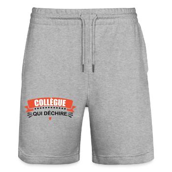 Kollege, der rockt - Stanley/Stella Unisex Bio Joggingshorts Trainer  - Grau meliert - Vorne - Nik (191cm) & Marisol (170cm)