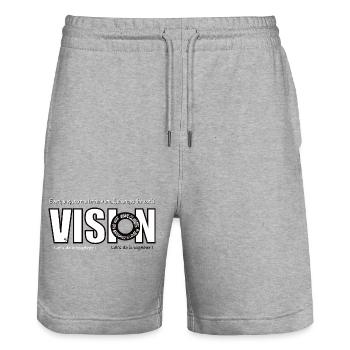 Inspirierende Vision Motiv Grafik - Stanley/Stella Unisex Bio Joggingshorts Trainer  - Grau meliert - Vorne - Nik (191cm) & Marisol (170cm)