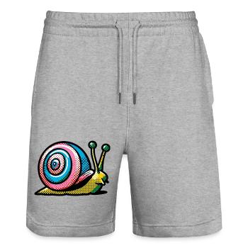 Schnecke - Stanley/Stella Unisex Bio Joggingshorts Trainer  - Grau meliert - Vorne - Nik (191cm) & Marisol (170cm)