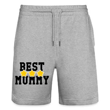 Best Mom - Mother's Day - Stanley/Stella Trainer Unisex Organic Jogging Shorts - heather grey - Front - Nik (191cm) & Marisol (170cm)