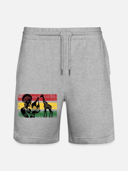 African giraffes in the panorama - Stanley/Stella Trainer Unisex Organic Jogging Shorts - heather grey