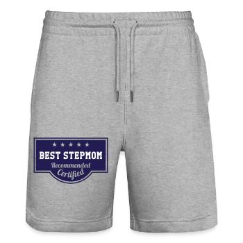 Meilleure Belle-Mère du Monde - Short de jogging bio TRAINER Stanley/Stella unisexe - gris chiné - Devant - Nik (191cm) & Marisol (170cm)
