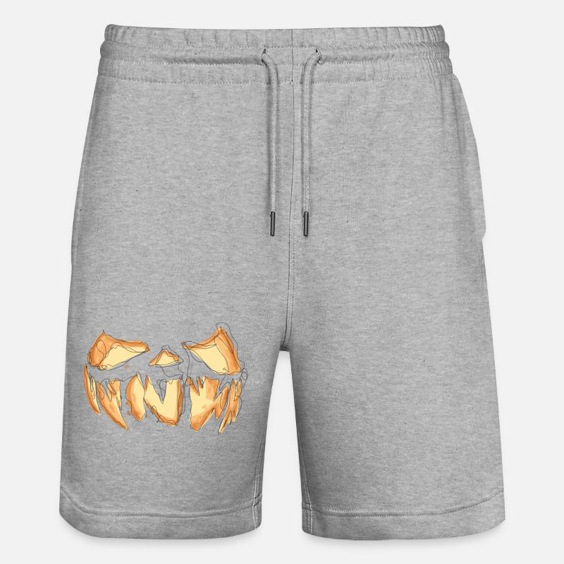 Kürbis Gesicht Halloween Scribble - Stanley/Stella Unisex Bio Joggingshorts Trainer  - Grau meliert