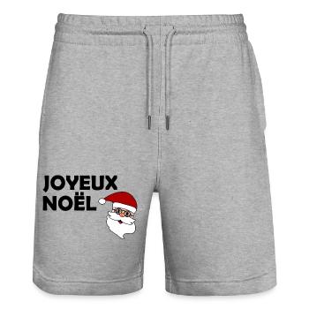WEIHNACHTEN. FROHE WEIHNACHTEN. FROHE WEIHNACHTEN. WEIHNACHTSMANN - Stanley/Stella Unisex Bio Joggingshorts Trainer  - Grau meliert - Vorne - Nik (191cm) & Marisol (170cm)
