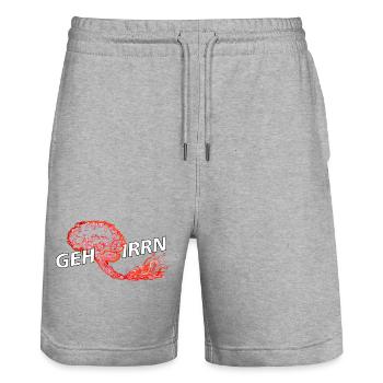 241012 Hirnzopf 077 DRUCK neu 1031 - Stanley/Stella Unisex Bio Joggingshorts Trainer  - Grau meliert - Vorne - Nik (191cm) & Marisol (170cm)