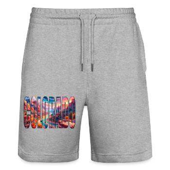 COLORADO - Stanley/Stella Trainer Unisex Organic Jogging Shorts - heather grey - Front - Nik (191cm) & Marisol (170cm)