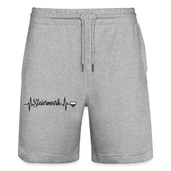 Styria Pulse Heart Line - Stanley/Stella Trainer Unisex Organic Jogging Shorts - heather grey - Front - Nik (191cm) & Marisol (170cm)
