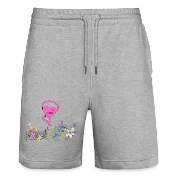 Heart Dancer on Flower Garden - Stanley/Stella Trainer Unisex Organic Jogging Shorts - heather grey - Front - Nik (191cm) & Marisol (170cm)