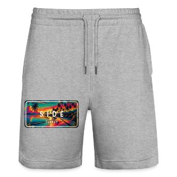 Panneau de coucher de soleil vintage Side Turkey - Short de jogging bio TRAINER Stanley/Stella unisexe - gris chiné - Devant - Nik (191cm) & Marisol (170cm)