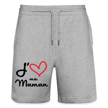 J'aime ma maman - Fête des Mères - Short de jogging bio TRAINER Stanley/Stella unisexe - gris chiné - Devant - Nik (191cm) & Marisol (170cm)