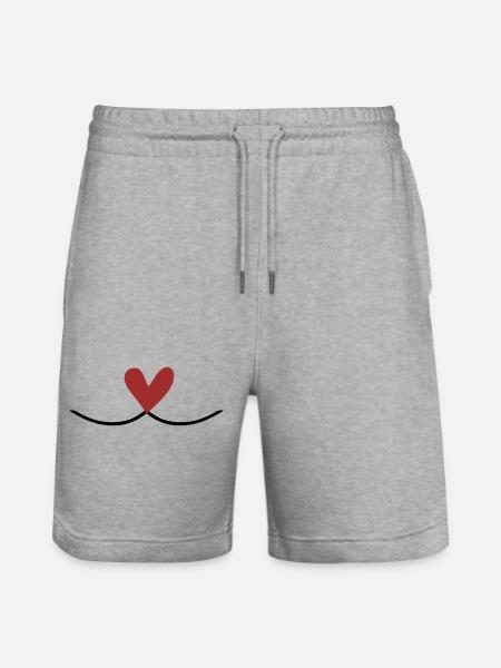 Heart Connection Line - Stanley/Stella Trainer Unisex Organic Jogging Shorts - heather grey