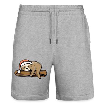 Sloth Christmas Tree Funny Comic Cartoon - Stanley/Stella Trainer Unisex Organic Jogging Shorts - heather grey - Front - Nik (191cm) & Marisol (170cm)