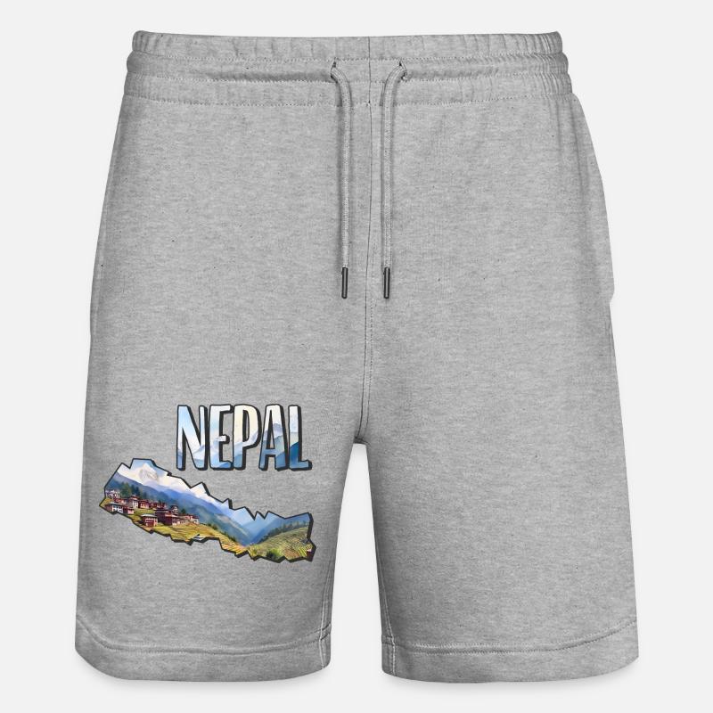 Carte à l’aquarelle Népal - Short de jogging bio TRAINER Stanley/Stella unisexe - gris chiné