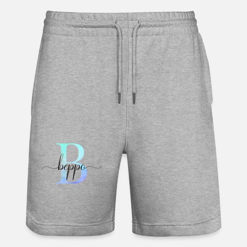 B| Monogramme | Nom | Beppo | Aquarelle - Short de jogging bio TRAINER Stanley/Stella unisexe - gris chiné