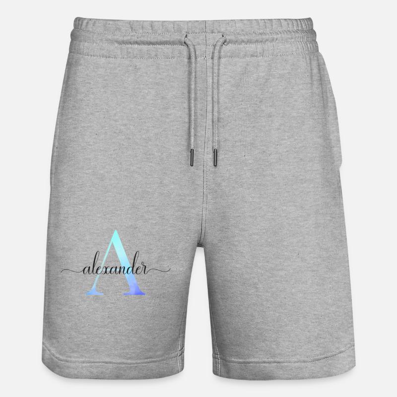 A| Monogramme | Nom | Alexandre | Aquarelle - Short de jogging bio TRAINER Stanley/Stella unisexe - gris chiné