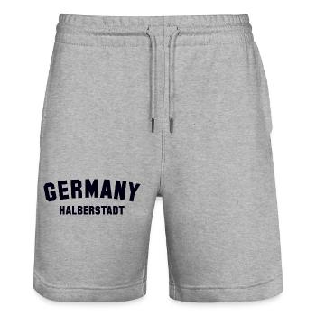 HALBERSTADT Germany - Stanley/Stella Unisex Bio Joggingshorts Trainer  - Grau meliert - Vorne - Nik (191cm) & Marisol (170cm)
