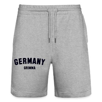GRIMMA Germany - Stanley/Stella Unisex Bio Joggingshorts Trainer  - Grau meliert - Vorne - Nik (191cm) & Marisol (170cm)