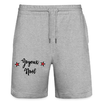 NOËL. JOYEUX NOËL. MERRY CHRISTMAS. PÈRE NOËL - Short de jogging bio TRAINER Stanley/Stella unisexe - gris chiné - Devant - Nik (191cm) & Marisol (170cm)