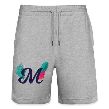 Eleganter Buchstabe 'M' mit Blumen - Stanley/Stella Unisex Bio Joggingshorts Trainer  - Grau meliert - Vorne - Nik (191cm) & Marisol (170cm)