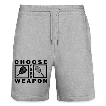 Tennis Padel choose your weapon design - Stanley/Stella Trainer Unisex Organic Jogging Shorts - heather grey - Front - Nik (191cm) & Marisol (170cm)
