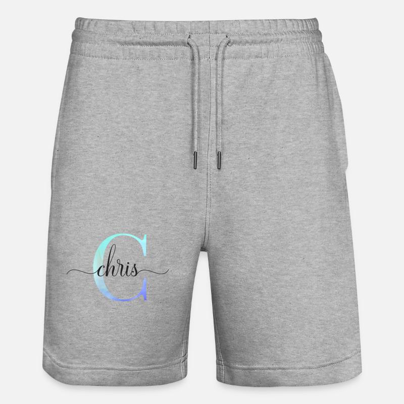 C| Monogramme | Nom | Chris | Aquarelle - Short de jogging bio TRAINER Stanley/Stella unisexe - gris chiné