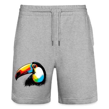 Toucan - Stanley/Stella Trainer Unisex Organic Jogging Shorts - heather grey - Front - Nik (191cm) & Marisol (170cm)