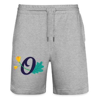 Elegant letter 'O' with flowers - Stanley/Stella Trainer Unisex Organic Jogging Shorts - heather grey - Front - Nik (191cm) & Marisol (170cm)