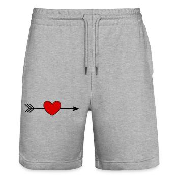 red heart red valentine's day gift - Stanley/Stella Trainer Unisex Organic Jogging Shorts - heather grey - Front - Nik (191cm) & Marisol (170cm)