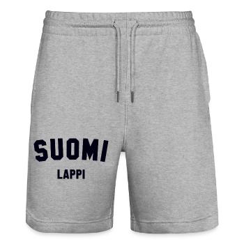 LAPPI Suomi Lapland Finland - Stanley/Stella Trainer Unisex Organic Jogging Shorts - heather grey - Front - Nik (191cm) & Marisol (170cm)
