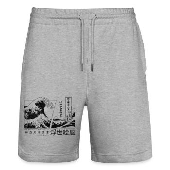 die große Welle vor Kanagawa Japan - Stanley/Stella Unisex Bio Joggingshorts Trainer  - Grau meliert - Vorne - Nik (191cm) & Marisol (170cm)
