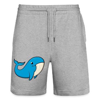 Cheerful blue whale - Stanley/Stella Trainer Unisex Organic Jogging Shorts - heather grey - Front - Nik (191cm) & Marisol (170cm)